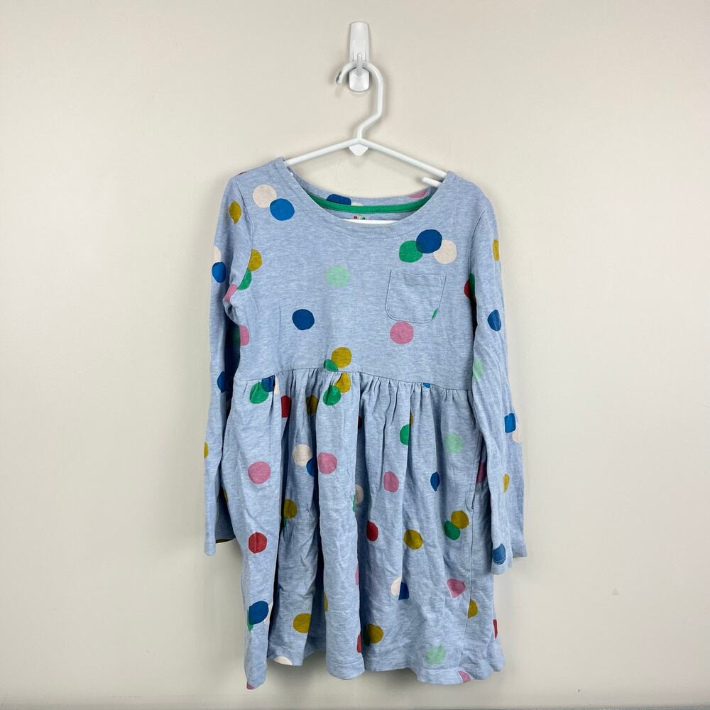 Mini Boden Long Sleeve Polka Dot Jersey Dress 7-8